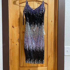 Purple Silver Sequin Short dress